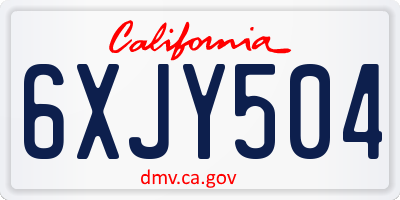 CA license plate 6XJY504