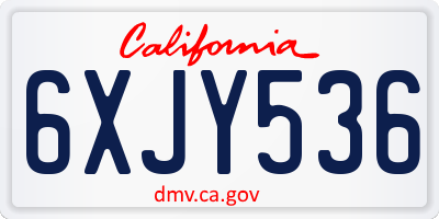 CA license plate 6XJY536