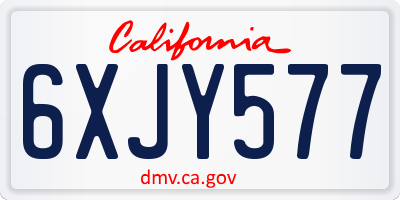 CA license plate 6XJY577