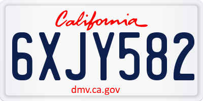 CA license plate 6XJY582