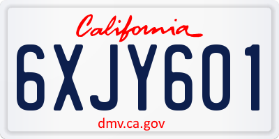 CA license plate 6XJY601
