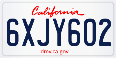 CA license plate 6XJY602