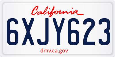 CA license plate 6XJY623