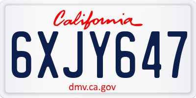 CA license plate 6XJY647