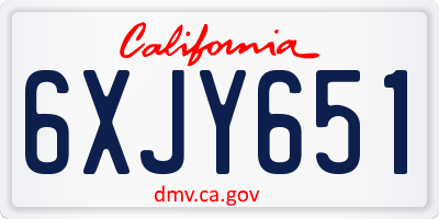 CA license plate 6XJY651