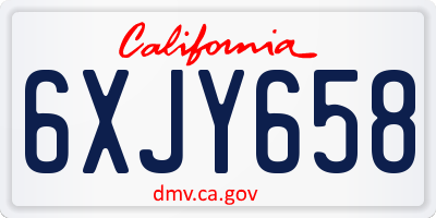 CA license plate 6XJY658
