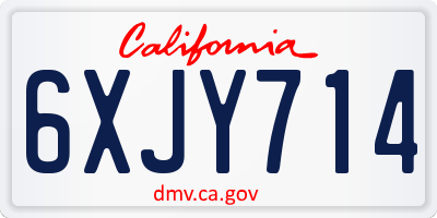 CA license plate 6XJY714