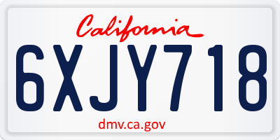 CA license plate 6XJY718