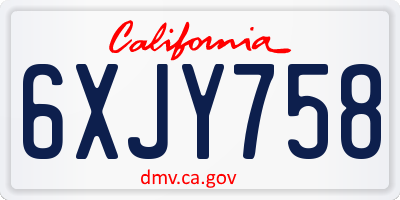 CA license plate 6XJY758