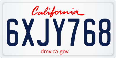 CA license plate 6XJY768