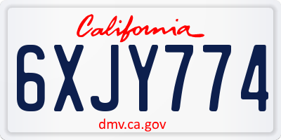 CA license plate 6XJY774