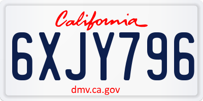 CA license plate 6XJY796