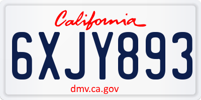 CA license plate 6XJY893