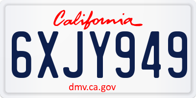 CA license plate 6XJY949