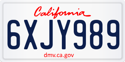 CA license plate 6XJY989