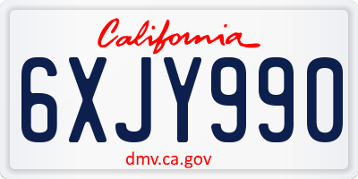 CA license plate 6XJY990