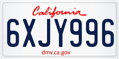 CA license plate 6XJY996