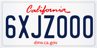 CA license plate 6XJZ000
