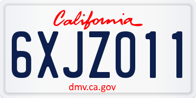 CA license plate 6XJZ011