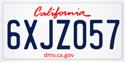 CA license plate 6XJZ057