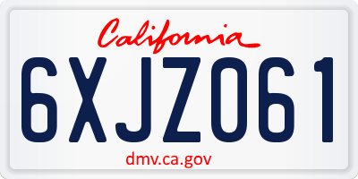 CA license plate 6XJZ061