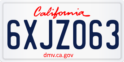 CA license plate 6XJZ063