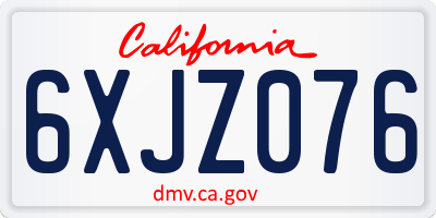 CA license plate 6XJZ076