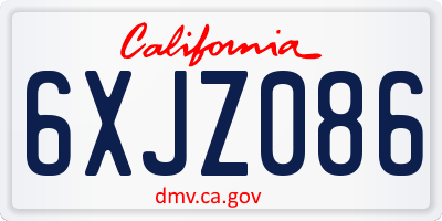 CA license plate 6XJZ086