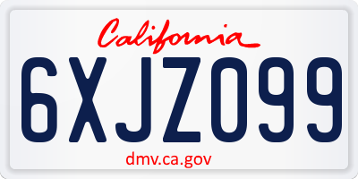 CA license plate 6XJZ099