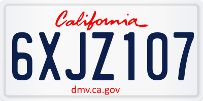 CA license plate 6XJZ107