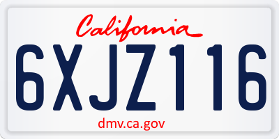 CA license plate 6XJZ116