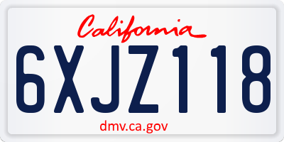 CA license plate 6XJZ118