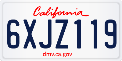 CA license plate 6XJZ119