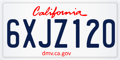 CA license plate 6XJZ120