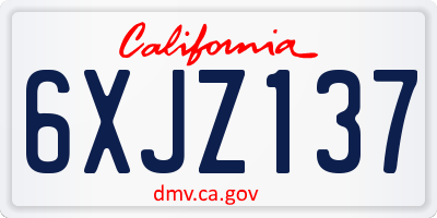 CA license plate 6XJZ137