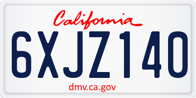 CA license plate 6XJZ140