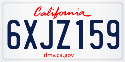 CA license plate 6XJZ159
