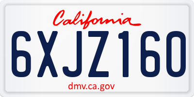 CA license plate 6XJZ160