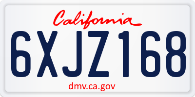 CA license plate 6XJZ168