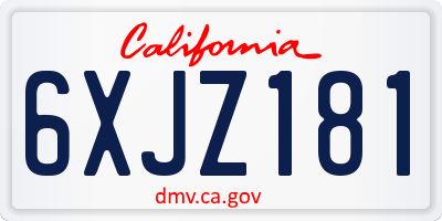 CA license plate 6XJZ181