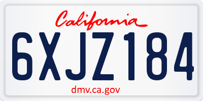 CA license plate 6XJZ184
