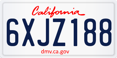 CA license plate 6XJZ188