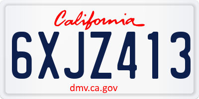 CA license plate 6XJZ413