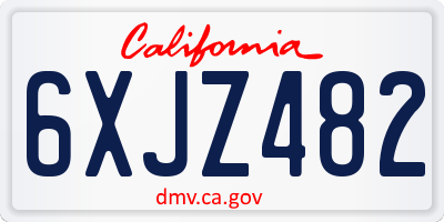 CA license plate 6XJZ482