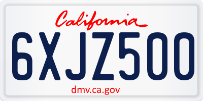 CA license plate 6XJZ500