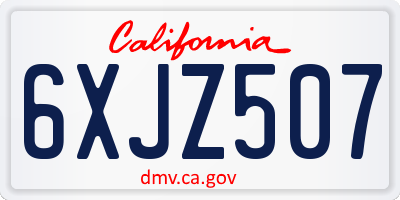CA license plate 6XJZ507
