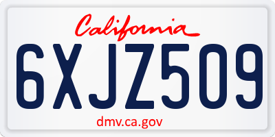 CA license plate 6XJZ509