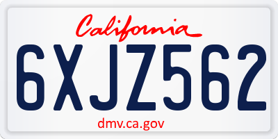 CA license plate 6XJZ562