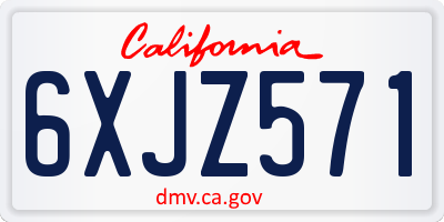 CA license plate 6XJZ571