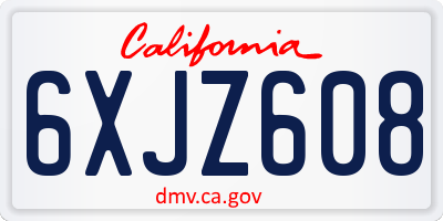 CA license plate 6XJZ608